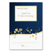 Navy Blue und Gold Hearts Music Cards Tischnummer (Vorderseite)