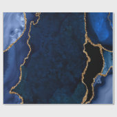 Navy Blue und Gold Imitats Glitzer Agate Geschenkpapier (Flach)