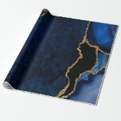 Navy Blue und Gold Imitats Glitzer Agate Geschenkpapier (Ungerollt)