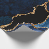 Navy Blue und Gold Imitats Glitzer Agate Geschenkpapier (Ecke)