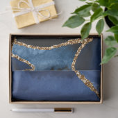 Navy Blue und Gold Imitats Glitzer Agate Seidenpapier (Geschenk)