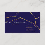 Navy Blue und Gold Kintsugi Beruflich Visitenkarte (Rückseite)