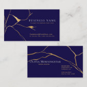 Navy Blue und Gold Kintsugi Beruflich Visitenkarte (Vorne/Hinten)