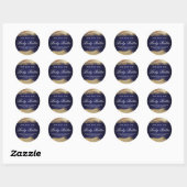 Navy Blue und Gold Labels Runder Aufkleber (Blatt)