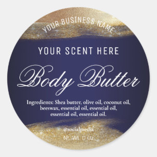 Navy Blue und Gold Labels Runder Aufkleber