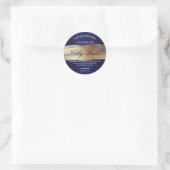 Navy Blue und Gold Labels Runder Aufkleber (Tasche)