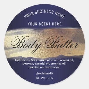 Navy Blue und Gold Labels Runder Aufkleber