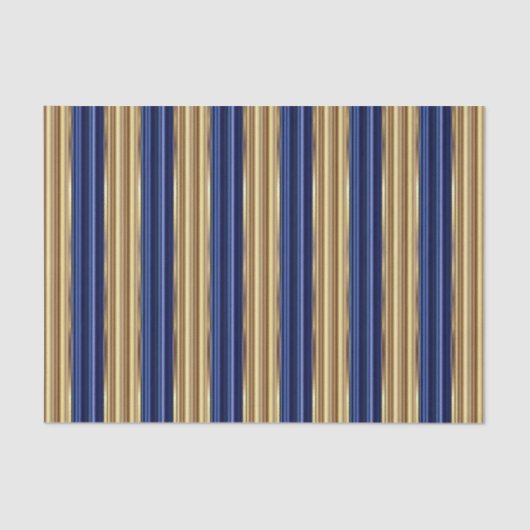 Navy Blue und Gold Large Stripes Seidenpapier (Vorderseite)