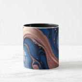 Navy Blue und Gold Liquid Marmor Abstrakt Tasse (Zentrum)