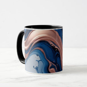 Navy Blue und Gold Liquid Marmor Abstrakt Tasse