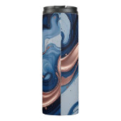 Navy Blue und Gold Liquid Marmor Abstrakt Thermosbecher (Rückseite)