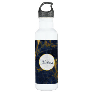 Navy Blue und Gold Marble Moderne Stilvoll Edelstahlflasche