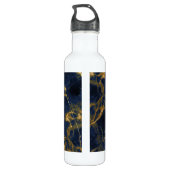 Navy Blue und Gold Marble Moderne Stilvoll Edelstahlflasche (Rückseite)