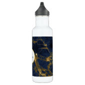 Navy Blue und Gold Marble Moderne Stilvoll Edelstahlflasche (Rechts)