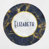 Navy Blue und Gold Marble Moderne Stilvoll Etiketten (Design 2)