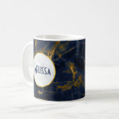 Navy Blue und Gold Marble Moderne Stilvoll Kaffeetasse (Vorderseite Links)