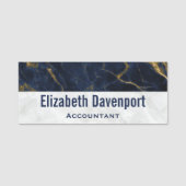 Navy Blue und Gold Marble Moderne Stilvoll Namensschild (Vorderseite)