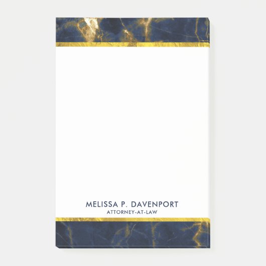 Navy Blue und Gold Marble Moderne Stilvoll Post-it Klebezettel (Vorderseite)
