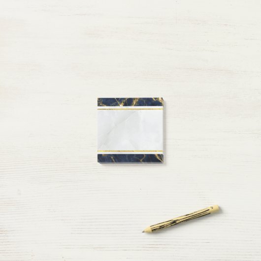 Navy Blue und Gold Marble Moderne Stilvoll Post-it Klebezettel (Auf Schreibtisch)