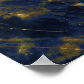 Navy Blue und Gold Marble Moderne Stilvoll Poster (Ecke)