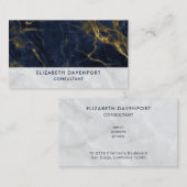 Navy Blue und Gold Marble Moderne Stilvoll Visitenkarte (Vorne/Hinten)