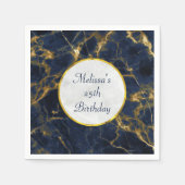 Navy Blue und Gold Marble Moderne Stilvolle Geburt Serviette (Vorderseite)