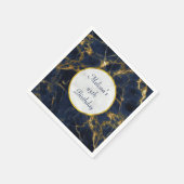 Navy Blue und Gold Marble Moderne Stilvolle Geburt Serviette (Ecke)