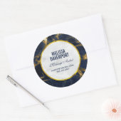Navy Blue und Gold Marble Modernes, stilvolles Bus Runder Aufkleber (Umschlag)