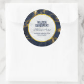 Navy Blue und Gold Marble Modernes, stilvolles Bus Runder Aufkleber (Tasche)