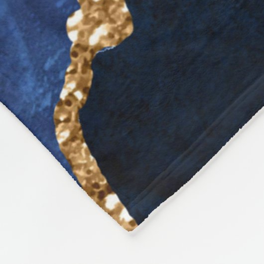Navy Blue und Gold Marmor Agate Fleecedecke (Ecke)