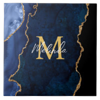Navy Blue und Gold Marmor Agate