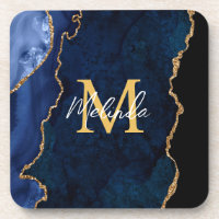 Navy Blue und Gold Marmor Agate
