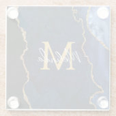 Navy Blue und Gold Marmor Agate Glasuntersetzer (Rückseite)