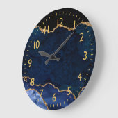 Navy Blue und Gold Marmor Agate Große Wanduhr (Winkel)