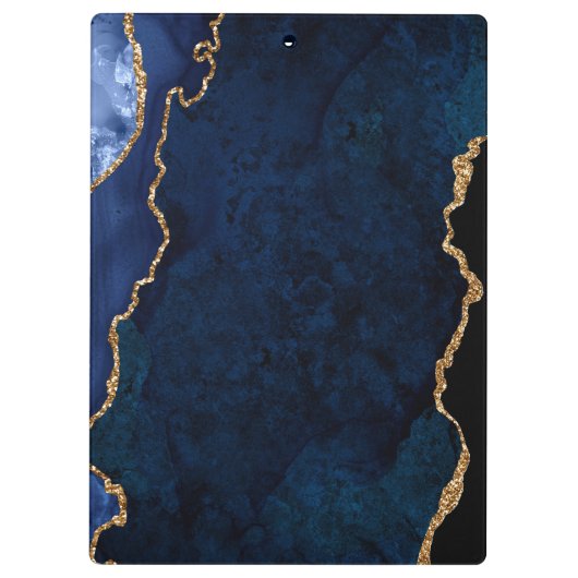Navy Blue und Gold Marmor Agate Klemmbrett (Rückseite)