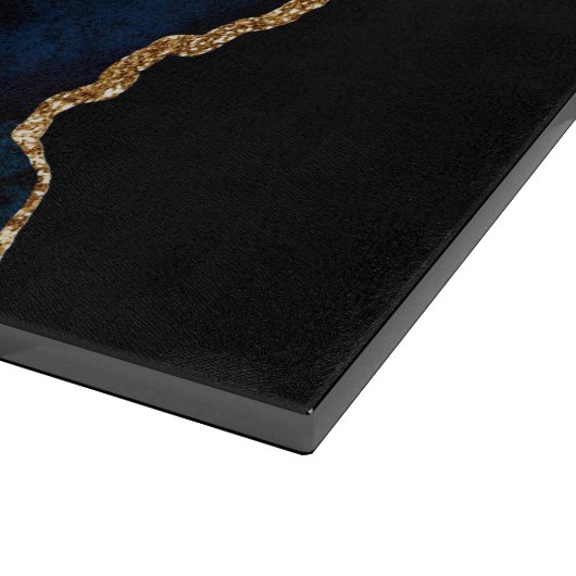 Navy Blue und Gold Marmor Agate Schneidebrett (Ecke)