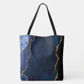 Navy Blue und Gold Marmor Agate Tasche (Rückseite)