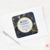 Navy Blue und Gold Marmor Moderne Kerzen Seife Quadratischer Aufkleber (Umschlag)