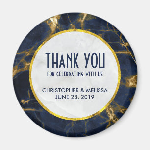 Navy Blue und Gold Marmor Moderne, stilvolle Hochz Magnet