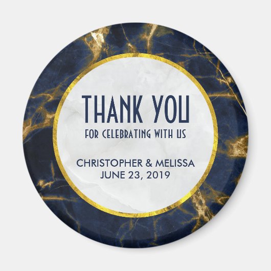 Navy Blue und Gold Marmor Moderne, stilvolle Hochz Magnet (Vorne)