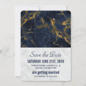 Navy Blue und Gold Marmor Moderne, stilvolle Hochz Save The Date (Vorderseite)