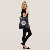 Navy Blue und Gold Marmor Moderne, stilvolle Monog Tasche (Am Model)