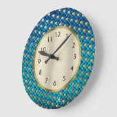 Navy Blue und Gold Mermaid Scales Große Wanduhr (Winkel)