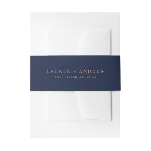 Navy Blue und Gold Moderne einfache Hochzeit Einladungsbanderole