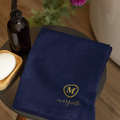 Navy Blue und Gold Monogram Badhandtuch Set