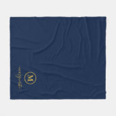 Navy Blue und Gold Monogram Fleecedecke (Vorderseite (Horizontal))