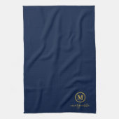 Navy Blue und Gold Monogram Geschirrtuch (Vertikal)