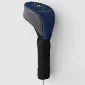 Navy Blue und Gold Monogram Golf Headcover (angewinkelt)
