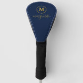 Navy Blue und Gold Monogram Golf Headcover (Vorderseite)