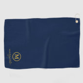 Navy Blue und Gold Monogram Golfhandtuch (Horizontal)